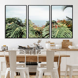 45700479-MGV-FC-60X30-3P_Black-Monstera Leaves Wall Art Canvas Print, Framed Tropical Ocean Art Picture Print, Tropical Foliage Perfect Tropical Coastal Jungle