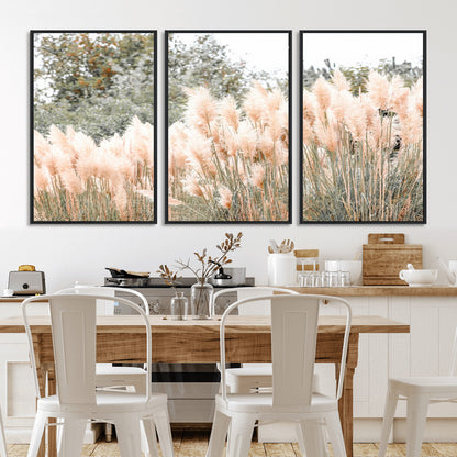 21826392-MGV-CV-36X24-Pampas Grass Wall Art Canvas Print, Framed Soft Pampas Art Picture Print, Pastel Grasses Perfect Soft Neutral Boho Decor Artwork