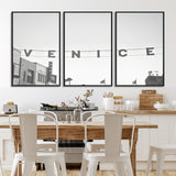 68254589-MGV-FC-60X30-3P_Black-Venice Sign Wall Art Canvas Print, Framed Venice Letters Art Picture Print, Los Angeles Perfect Minimalist Urban Decor Artwork
