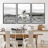 62789800-MGV-CV-36X24-White Horse Wall Art Canvas Print, Framed Woman Rider Art Picture Print, Equestrian Pose Perfect Western Boho Decor Artwork