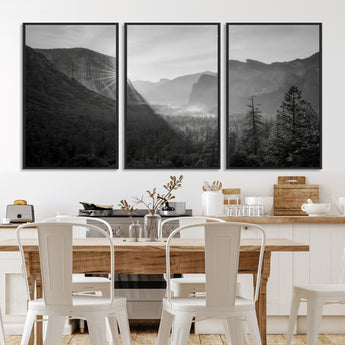 39278955-MGV-CV-36X24-Yosemite Valley Wall Art Canvas Print, Framed El Capitan Art Picture Print, Misty Mountain Perfect Modern Rustic Decor Artwork