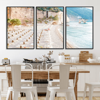 84816639-MGV-CV-36X24-Mediterranean Beach Wall Art Canvas Print, Framed Airy Coastal Art Picture Print, Summer Shore Perfect Coastal Retreat Decor