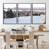 79857868-MGV-CV-36X24-Snowy Mountain Wall Art Canvas Print, Framed Ski Slope Art Picture Print, Winter Forest Perfect Modern Rustic Decor Artwork