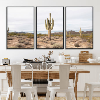 96147924-MGV-CV-36X24-Saguaro Cactus Wall Art Canvas Print, Framed Desert Cactus Art Picture Print, Earthy Desert Perfect Southwestern Boho Decor