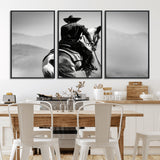 83102464-MGV-CV-36X24-Western Cowboy Wall Art Canvas Print, Framed Monochrome Horse Art Picture Print, Western Equestrian Perfect Rustic Western Decor