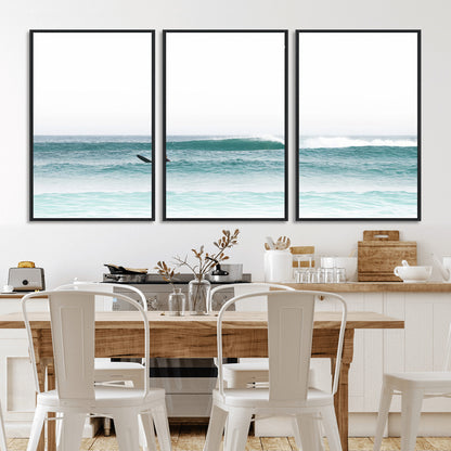 56345117-MGV-FC-60X30-3P_Black-Minimalist Surfing Wall Art Canvas Print, Framed Ocean Waves Art Picture Print, Soft Ocean Perfect Minimalist Coastal Decor