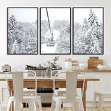 44705668-MGV-CV-36X24-Winter Forest Wall Art Canvas Print, Framed Snowy Forest Art Picture Print, Ski Lift Perfect Scandinavian Decor Artwork
