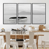 30524220-MGV-CV-36X24-Whale Tail Wall Art Canvas Print, Framed Black White Ocean Art Picture Print, Calm Marine Perfect Minimalist Coastal Decor Artwork