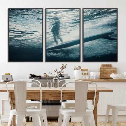 71192524-MGV-CV-36X24-Submerged Surf Wall Art Canvas Print, Framed Underwater Perspective Art Picture Print, Ocean Surf Perfect Coastal Adventure Decor