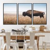 99620201-MGV-CV-36X24-Wild Bison Wall Art Canvas Print, Framed Bison in Prairie Art Picture Print, Rustic Western Perfect Rustic Western Decor Artwork