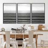 47305203-MGV-FC-60X30-3P_Black-Monochrome Ocean Wall Art Canvas Print, Framed Moody Ocean Art Picture Print, Calm Ocean Perfect Minimalist Coastal Decor Artwork