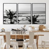 17508038-MGV-CV-36X24-Tropical Coastline Wall Art Canvas Print, Framed Palm Trees Art Picture Print, Ocean Waves Perfect Minimalist Coastal Decor