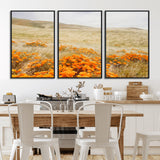 28972262-MGV-CV-36X24-Golden Wildflowers Wall Art Canvas Print, Framed Hills Bloom Art Picture Print, Poppy Meadow Perfect Rustic Nature Decor Artwork