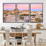 96167137-MGV-FC-60X30-3P_Black-Vibrant Sunset Sky Wall Art Canvas Print, Framed Joshua Tree Art Picture Print, Rugged Terrain Perfect Southwestern Boho Decor