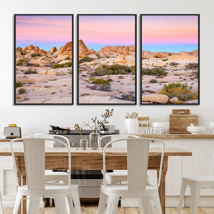 96167137-MGV-CV-36X24-Vibrant Sunset Sky Wall Art Canvas Print, Framed Joshua Tree Art Picture Print, Rugged Terrain Perfect Southwestern Boho Decor