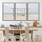 68327283-MGV-FC-60X30-3P_Black-Beach Swing Wall Art Canvas Print, Framed Quiet Beach Art Picture Print, Calm Shoreline Perfect Bohemian Coastal Decor Artwork