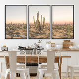 76234974-MGV-FC-60X30-3P_Black-Desert Cactus Wall Art Canvas Print, Framed Baja Desert Art Picture Print, Pastel Desert Perfect Southwestern Boho Decor Artwork