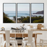 88336640-MGV-FC-60X30-3P_Black-Tropical Beach Scene Wall Art Canvas Print, Framed Coastal Photography Art Picture Print, Ocean Horizon Art Perfect Coastal Boho