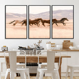 83644685-MGV-FC-60X30-3P_Black-Wild Horse Art Wall Art Canvas Print, Framed Rustic Western Art Picture Print, Desert Horse Scene Perfect Rustic Western Decor