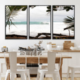 50382104-MGV-FC-60X30-3P_Black-Tropical Surf Wall Art Canvas Print, Framed Palm Tree View Art Picture Print, Beach House Art Perfect Boho Coastal Decor Artwork