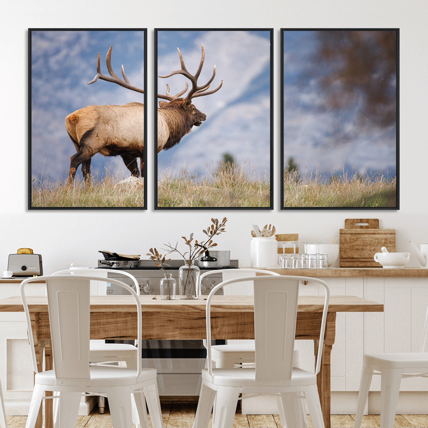 26365841-MGV-CV-36X24-Mountain Elk Art Wall Art Canvas Print, Framed Rustic Wildlife Print Art Picture Print, Lodge Style Decor Perfect Rustic Lodge