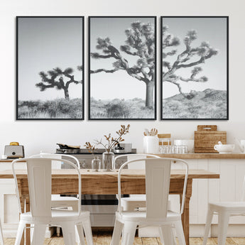29996209-MGV-CV-36X24-Joshua Tree Art Wall Art Canvas Print, Framed Black White Landscape Art Picture Print, Desert Tree Decor Perfect Southwestern Boho