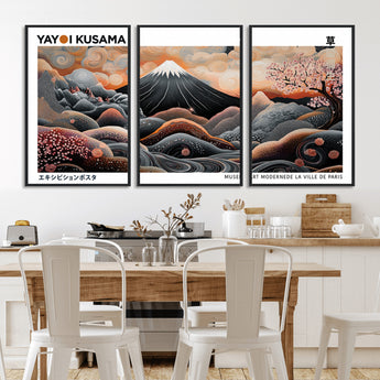63125329-MGV-CV-36X24-Japanese Mt Fuji Wall Art – Surreal Ukiyo e Style Cherry Blossom Poster, Swirling Cloud Landscape Print, Modern Oriental Asian