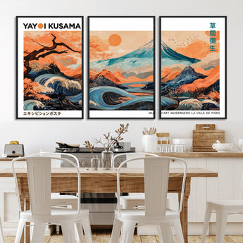 88785870-MGV-CV-36X24-Japanese Great Wave & Mt Fuji Wall Art – Ukiyo e Style Landscape Print with Flowing River, Autumn Mountain Poster, Oriental Asian
