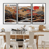 40959107-MGV-CV-36X24-Japanese Fuji Wall Art Print – Red Sun & Cherry Blossom Poster, Gold Wave Ukiyo-e Inspired Modern Japan Landscape Painting,