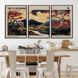 54967195-MGV-CV-36X24-Mount Fuji Wall Art – Japanese Cherry Blossom Abstract Canvas Print, Navy Gold Landscape Painting, Oriental Luxury Home Decor