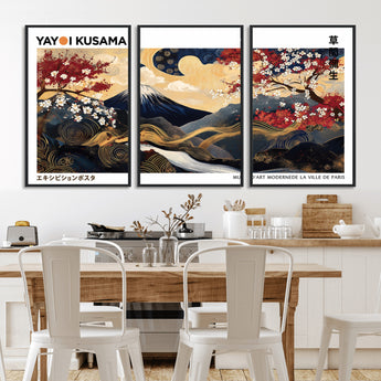 66243961-MGV-CV-36X24-Mount Fuji Japanese Wall Art – Golden Abstract Landscape Canvas Print, Cherry Blossom Painting, Modern Oriental Zen Home Decor