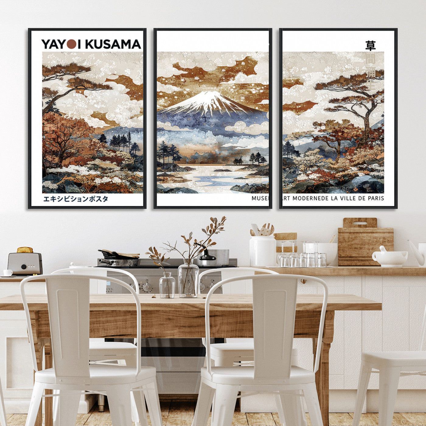 80111817-MGV-FC-60X30-3P_Black-Japanese Landscape Wall Art – Mount Fuji Autumn Canvas Print, Asian Inspired Nature Decor for Living Room, Bedroom, Office or