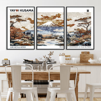 80111817-MGV-FC-60X30-3P_Black-Japanese Landscape Wall Art – Mount Fuji Autumn Canvas Print, Asian Inspired Nature Decor for Living Room, Bedroom, Office or