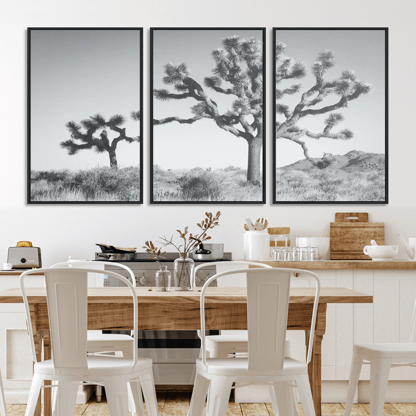 58647785-MGV-FC-60X30-3P_Black-Calm Earthy Aesthetic Wall Art Canvas Print, Framed Arid Terrain Decor Art Picture Print, Joshua Tree Perfect Rustic Minimalist