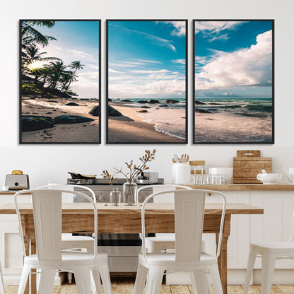 95301406-MGV-CV-36X24-Tropical Beach Wall Art Canvas Print, Framed Ocean Waves Art Picture Print, Relazxing Seascape Perfect Tropical Coastal Decor