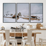 60308289-MGV-CV-36X24-Bison Wildlife Wall Art Canvas Print, Framed Snowy Prairie Art Picture Print, Western Landscape Perfect Rustic Winter Decor