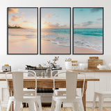 94538225-MGV-CV-36X24-Beach Sunset Wall Art Canvas Print, Framed Ocean Waves Art Picture Print, Summer Escape Perfect Coastal Serenity Decor Artwork