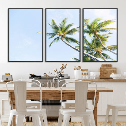 54719115-MGV-CV-36X24-Palm Trees Wall Art Canvas Print, Framed Tropical Aesthetic Art Picture Print, Coastal Serenity Perfect Tropical Minimalist Decor