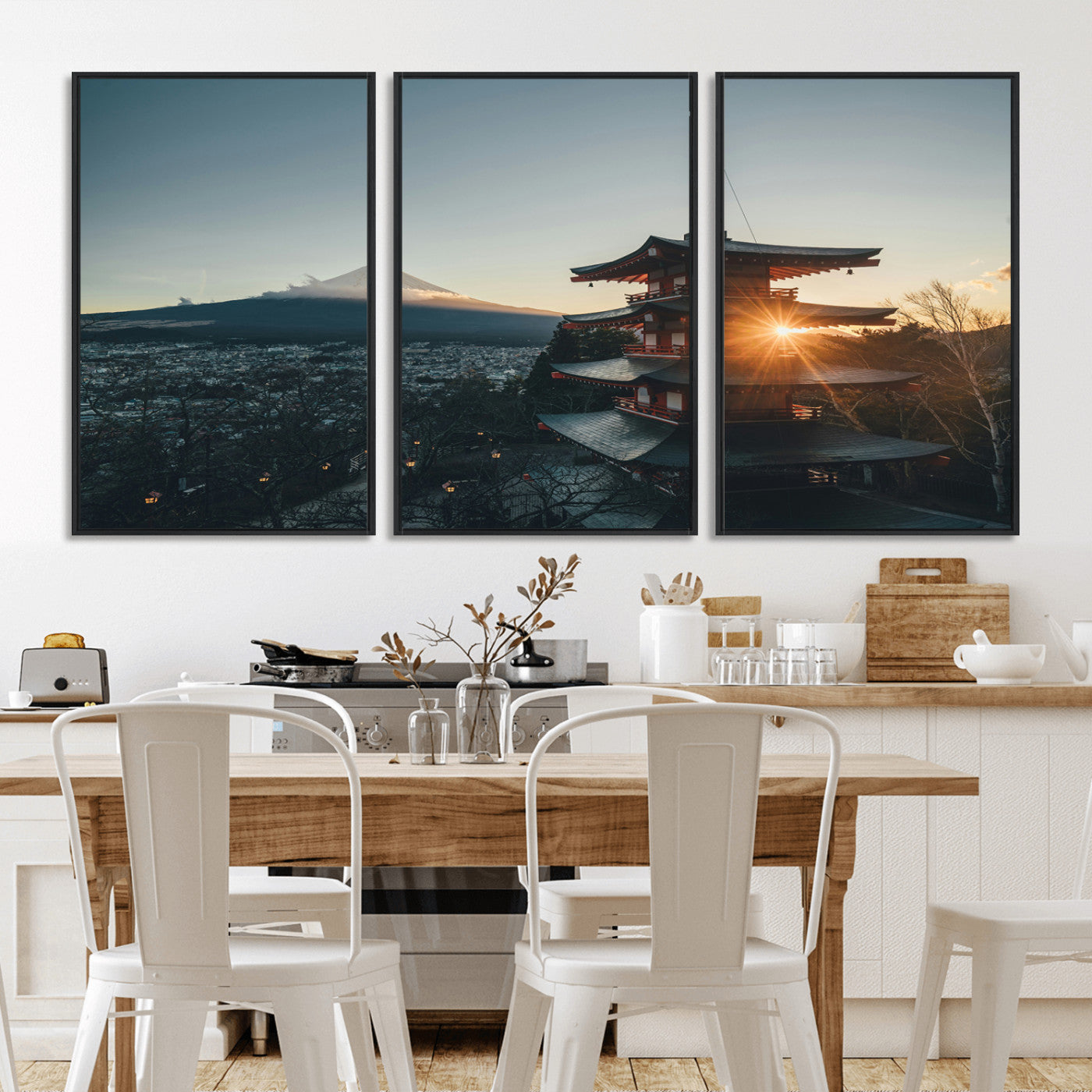 87729656-MGV-CV-36X24-Mount Fuji Wall Art Canvas Print, Framed Japan Travel Art Picture Print, Chureito Pagoda Perfect Zen Minimalism Decor Artwork