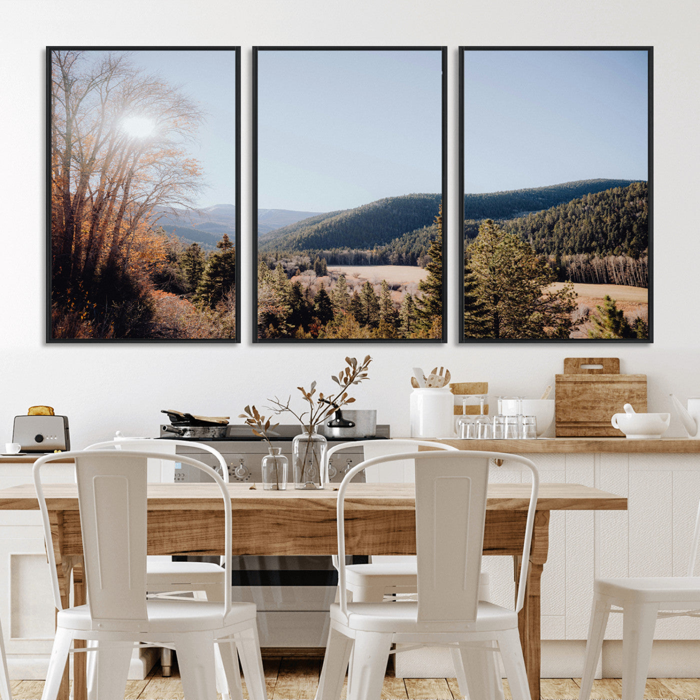 52941305-MGV-CV-36X24-Rustic Landscape Wall Art Canvas Print, Framed Serene Valley Art Picture Print, Pine Tree Horizon Perfect Rustic Cabin Decor