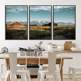 92497443-MGV-CV-36X24-Rustic Farmhouse Wall Art Canvas Print, Framed Mountain Cabin Art Picture Print, Western Landscape Perfect Rustic Farmhouse Decor