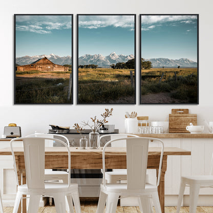 92497443-MGV-CV-36X24-Rustic Farmhouse Wall Art Canvas Print, Framed Mountain Cabin Art Picture Print, Western Landscape Perfect Rustic Farmhouse Decor