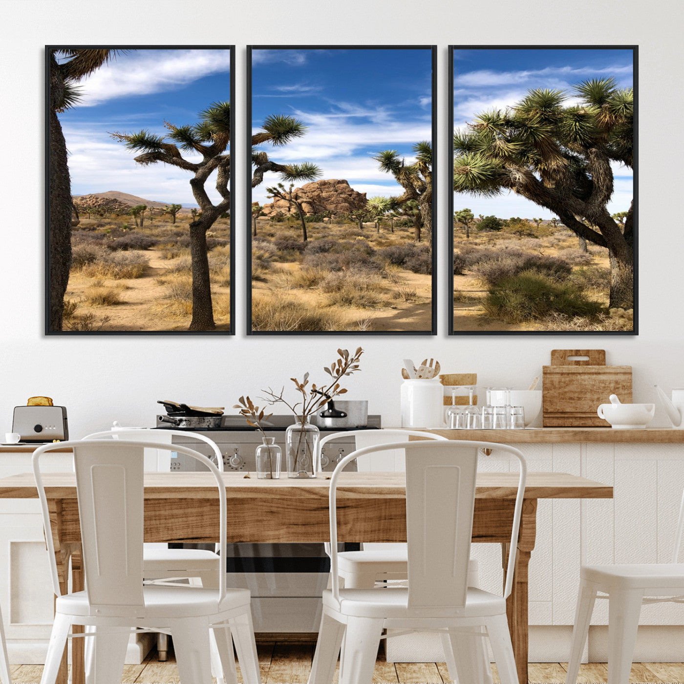25722592-MGV-CV-36X24-Joshua Tree Desert Wall Art Canvas Print, Framed Southwestern Nature Art Picture Print, Rustic Earth Tones Perfect Southwestern