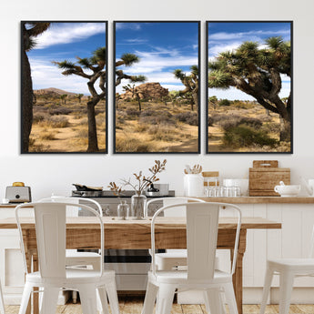 25722592-MGV-CV-36X24-Joshua Tree Desert Wall Art Canvas Print, Framed Southwestern Nature Art Picture Print, Rustic Earth Tones Perfect Southwestern