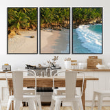 82312665-MGV-CV-36X24-Tropical Beach Wall Art Canvas Print, Framed Ocean Waves Art Picture Print, Palm Trees Perfect Coastal Minimalist Decor Artwork