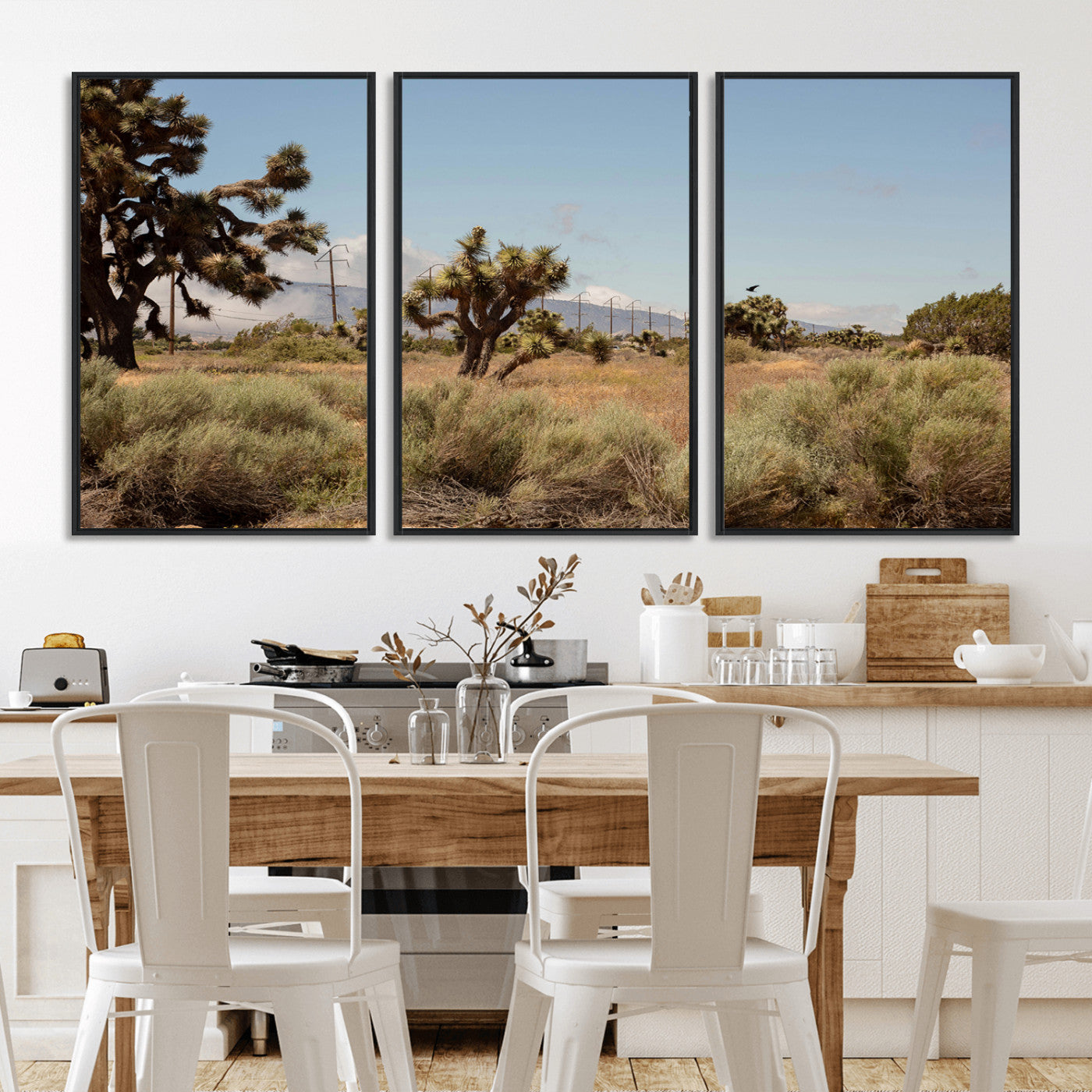 16114018-MGV-CV-36X24-Joshua Tree Wall Art Canvas Print, Framed Desert Landscape Art Picture Print, Mountain Horizon Perfect Southwestern Boho Decor
