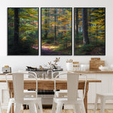 65810864-MGV-CV-36X24-Autumn Forest Wall Art Canvas Print, Framed Fall Woodland Art Picture Print, Golden Leaves Perfect Rustic Farmhouse Decor Artwork