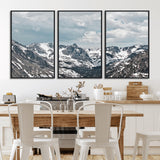 94074619-MGV-FC-60X30-3P_Black-Snowy Peaks Wall Art Canvas Print, Framed Alpine Wilderness Art Picture Print, Mountain Escape Perfect Winter Serenity Decor