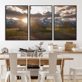 52555760-MGV-CV-36X24-Snowy Peaks Wall Art Canvas Print, Framed Nature Escape Art Picture Print, Rustic Charm Perfect Rustic Western Decor Artwork