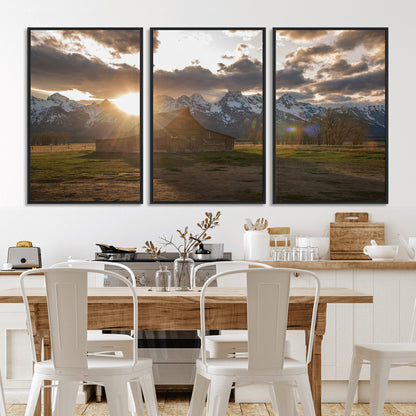 52555760-MGV-CV-36X24-Snowy Peaks Wall Art Canvas Print, Framed Nature Escape Art Picture Print, Rustic Charm Perfect Rustic Western Decor Artwork